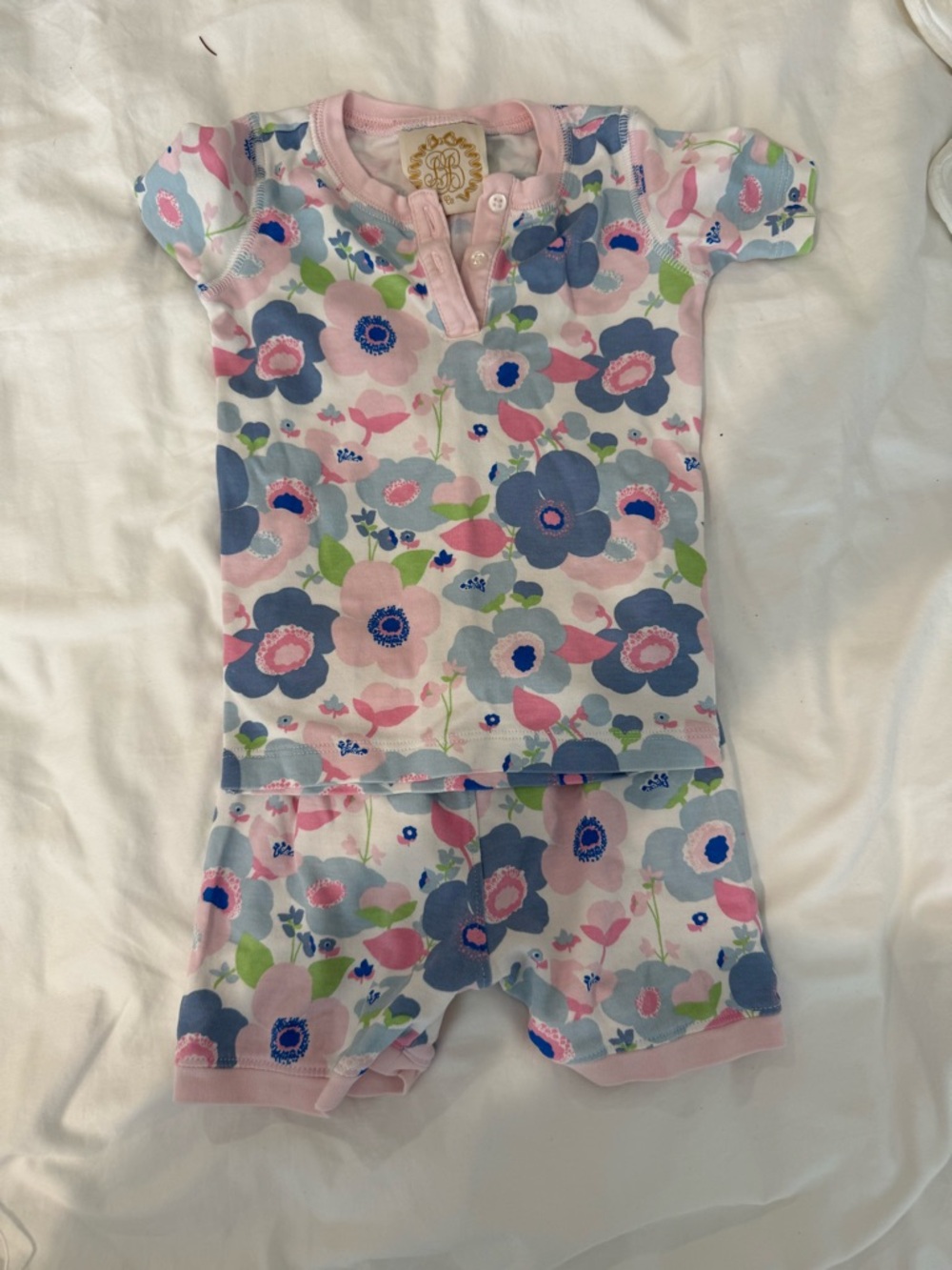 The Beaufort Bonnet Company Pink & Blue Floral Short Pajama Set